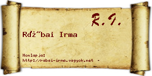 Rábai Irma névjegykártya