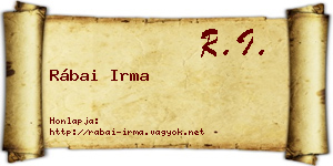 Rábai Irma névjegykártya